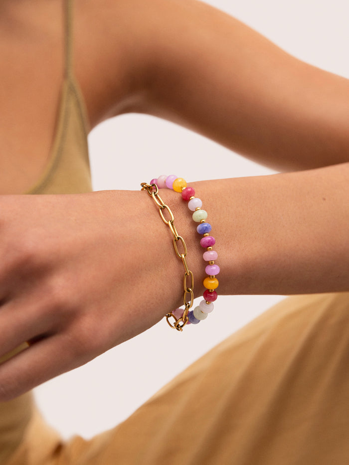 Pulsera Bali Chic Stones Acero Baño Oro