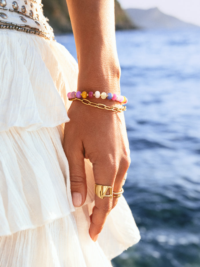 Pulsera Bali Chic Stones Acero Baño Oro