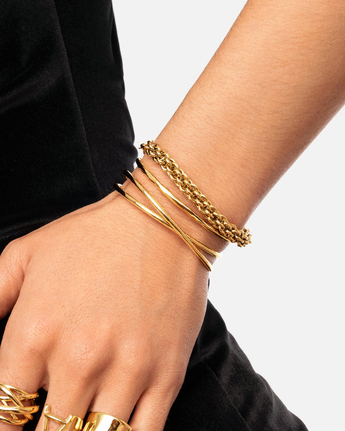 Pulsera Big Rope Acero Baño Oro