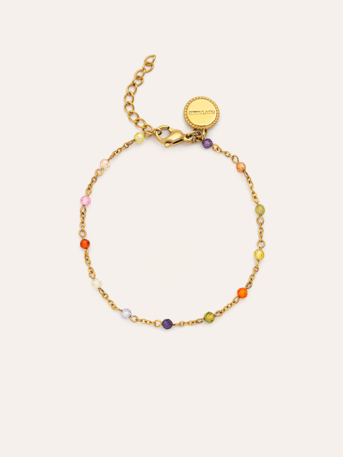 Pulsera Crystals Colors Atardecer Acero Baño Oro