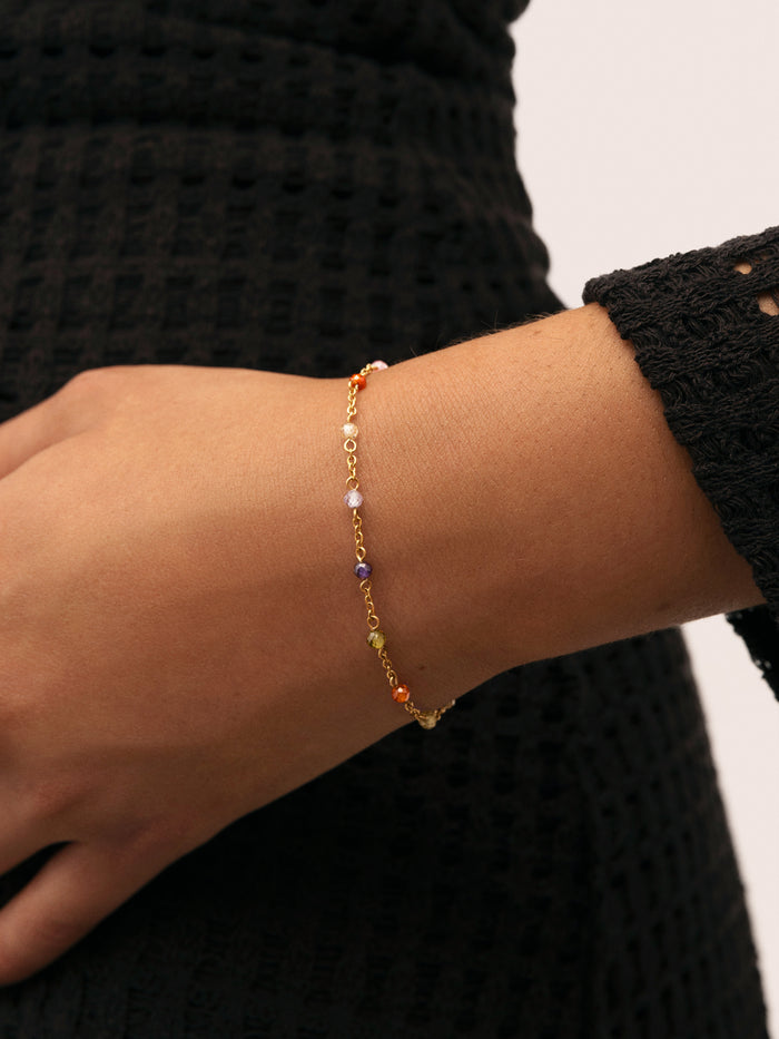 Pulsera Crystals Colors Atardecer Acero Baño Oro