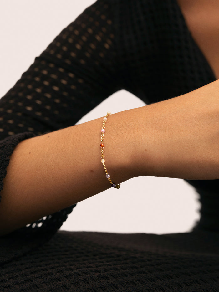 Pulsera Crystals Colors Atardecer Acero Baño Oro