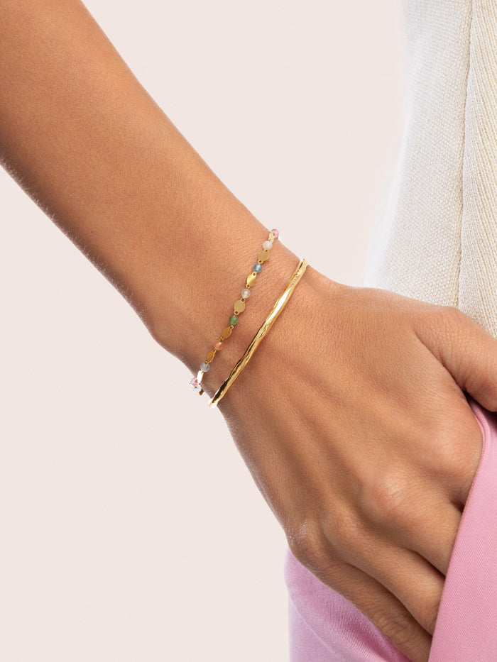 Pulsera Crystals Solar Acero Baño Oro