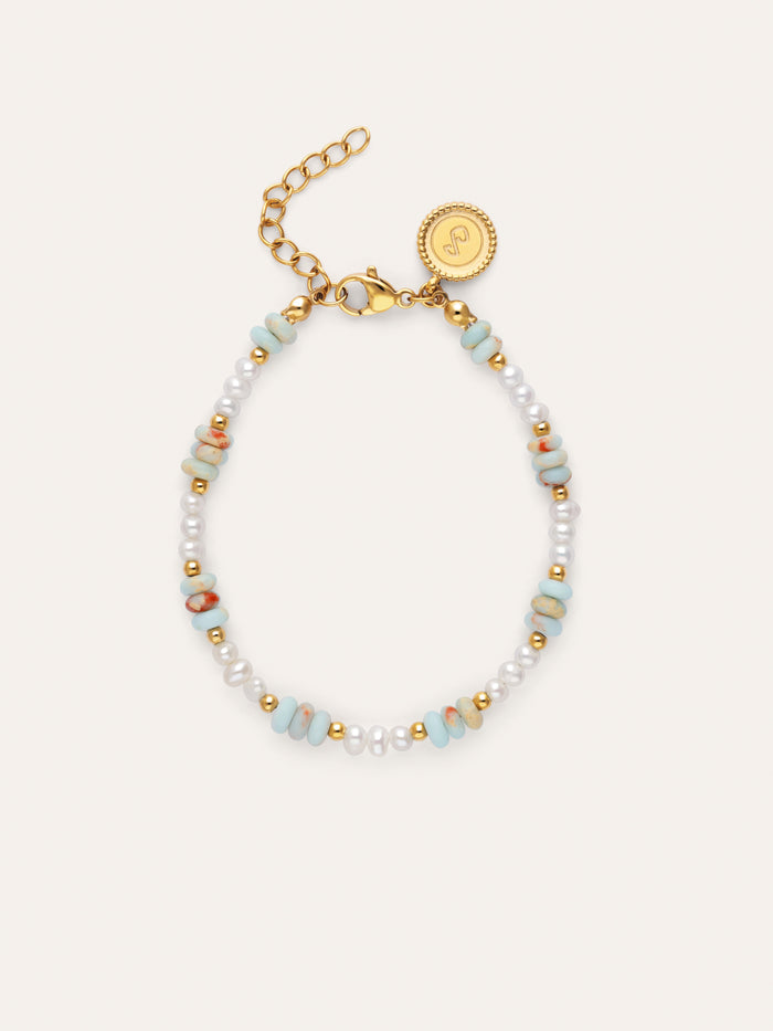 Pulsera Daylight Perlas Acero Baño Oro