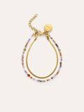 Pulsera Doble Crystals Lisse Acero Baño Oro