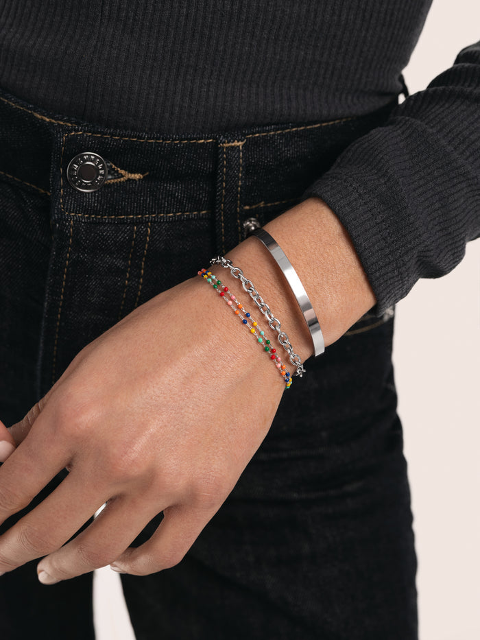 Pulsera Dots Colors Enamel Plata