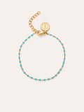 Pulsera Dots Turquoise Enamel Acero Baño Oro