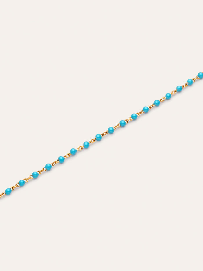Pulsera Dots Turquoise Enamel Acero Baño Oro