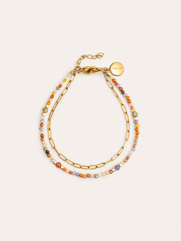 Pulsera Double Crystal Summer Acero Baño Oro