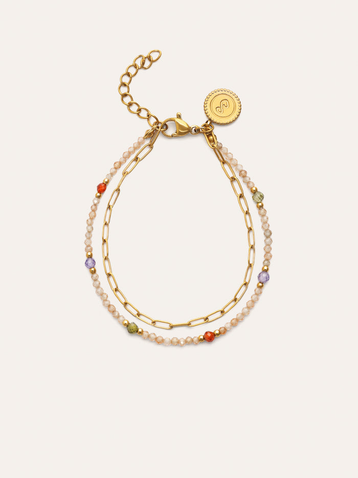 Pulsera Double Glam Acero Baño Oro