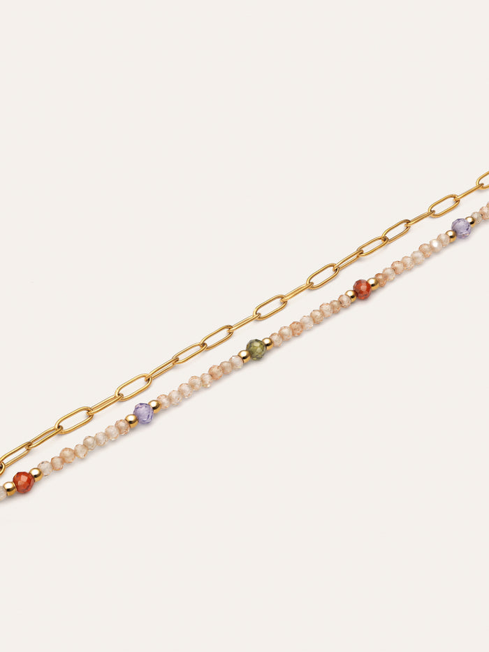 Pulsera Double Glam Acero Baño Oro
