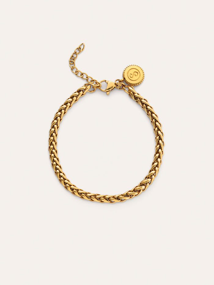 Pulsera Fine Disco Acero Baño Oro
