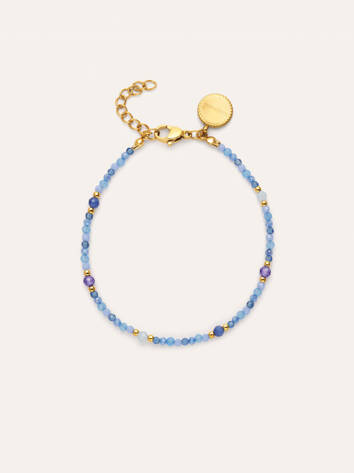 Pulsera Glam Azul Acero Baño Oro