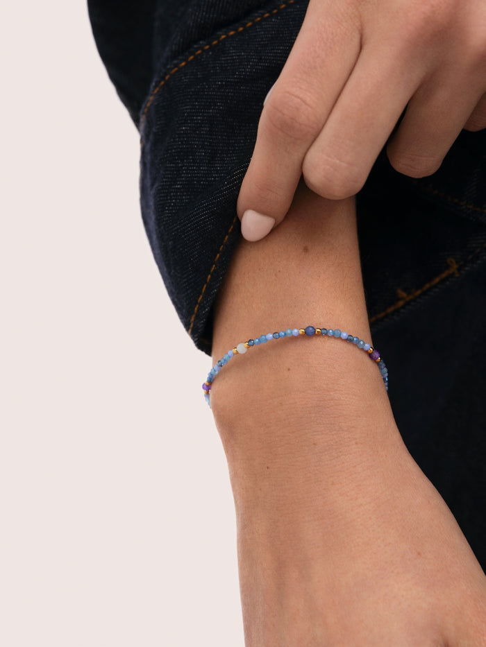 Pulsera Glam Azul Acero Baño Oro