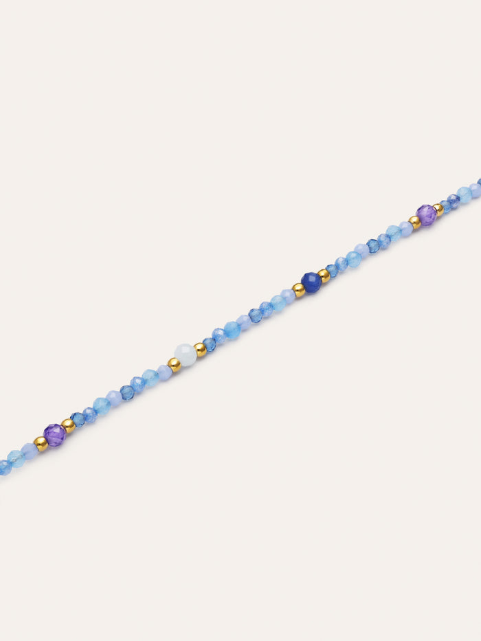 Pulsera Glam Azul Acero Baño Oro