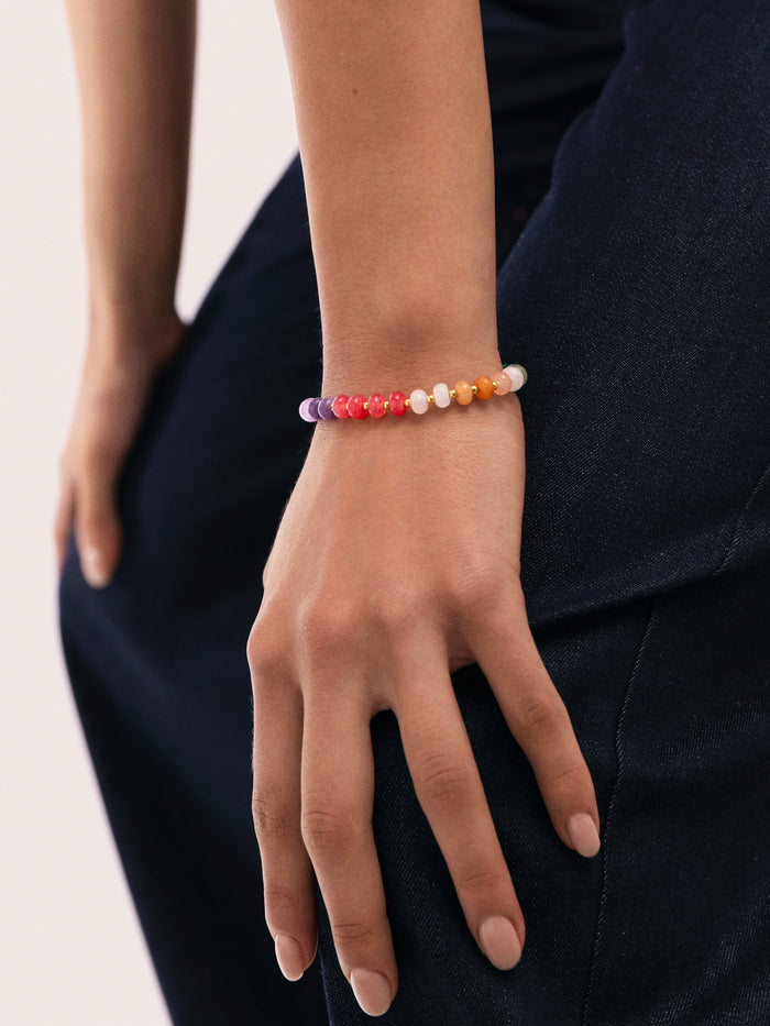 Pulsera Gummy Stones Acero Baño Oro