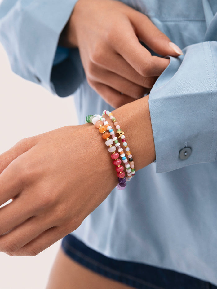 Pulsera Gummy Stones Acero Baño Oro