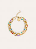 Pulsera Link Rainbow Enamel Acero Baño Oro