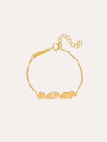 Pulsera Mamá Heart Plata Baño Oro
