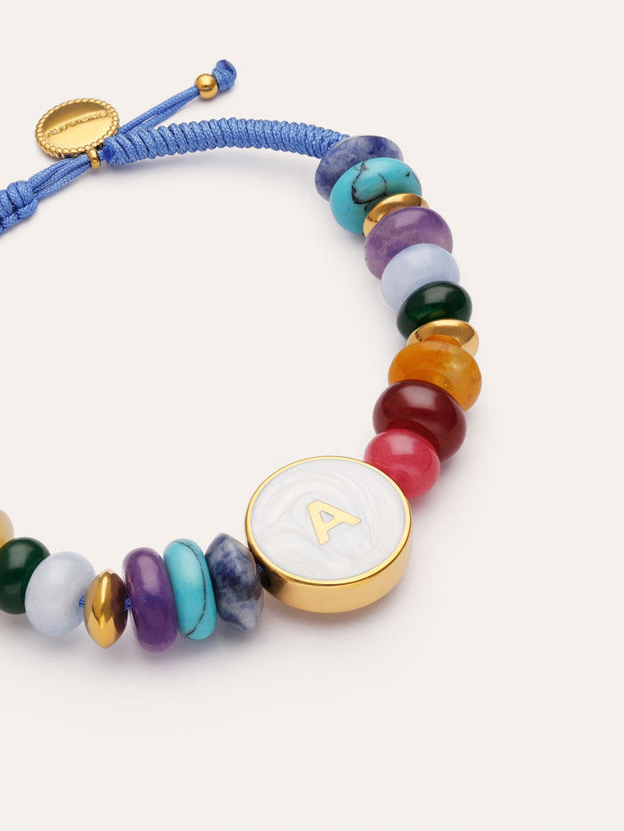 Pulsera Personalizada Letter Nácar Acero Baño Oro