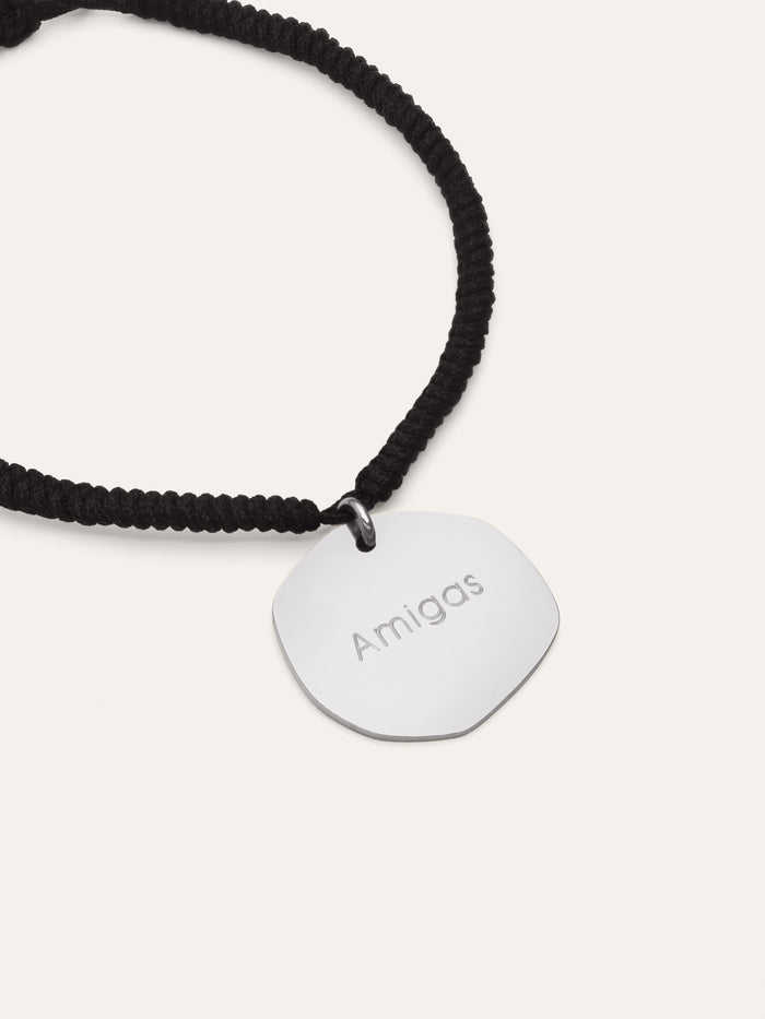 Pulsera Personalizada Medallón Organic Negro Acero