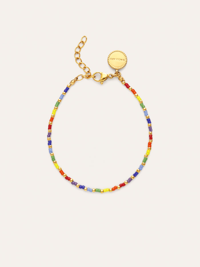 Pulsera Rainbow Colors Acero Baño Oro
