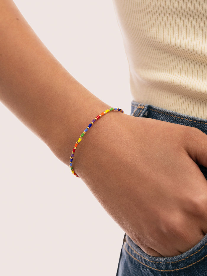 Pulsera Rainbow Colors Acero Baño Oro