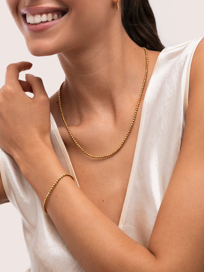Pulsera Rosario Acero Baño Oro