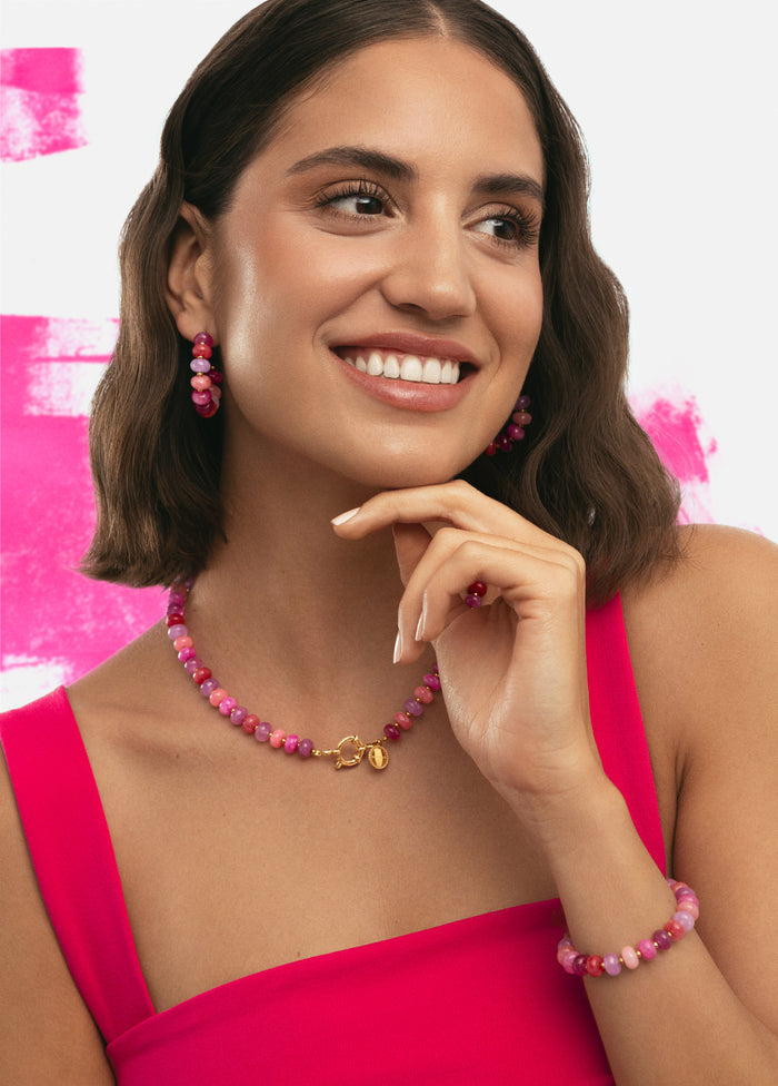 Pulsera Rosé Stones Acero Baño Oro