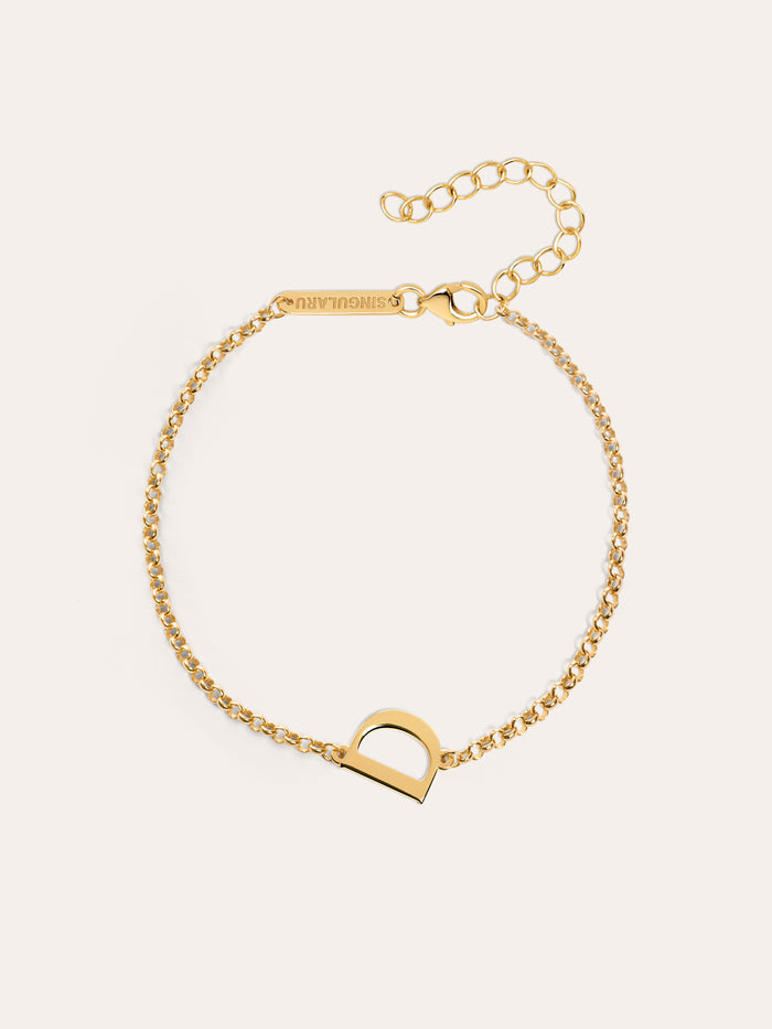 Pulsera Single Letter Plata Baño Oro