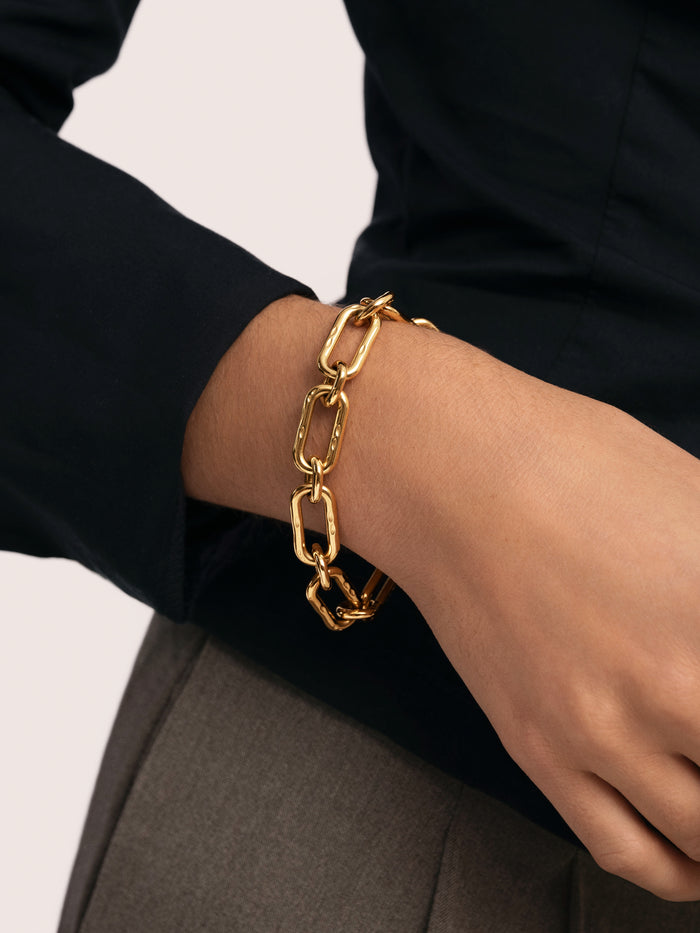 Pulsera Zambia Link Acero Baño Oro