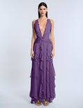 Ruffle Halter Chiffon Gown
