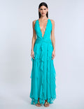 Ruffle Halter Chiffon Gown