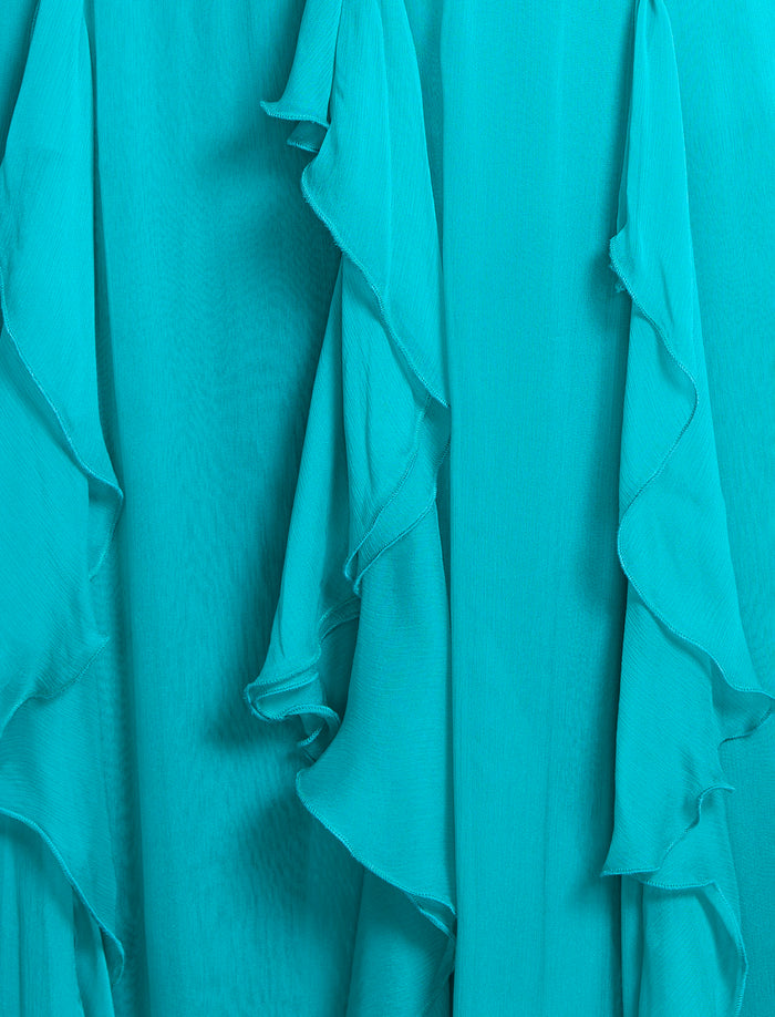 Ruffle Halter Chiffon Gown