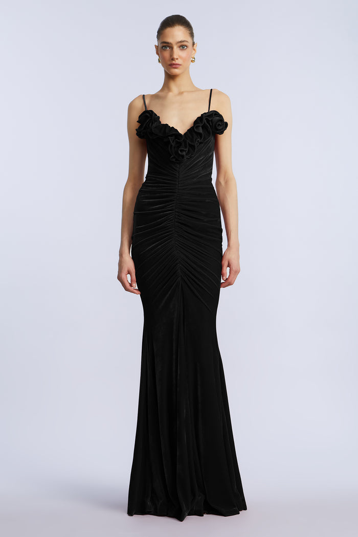 Ruffle Velvet Gown