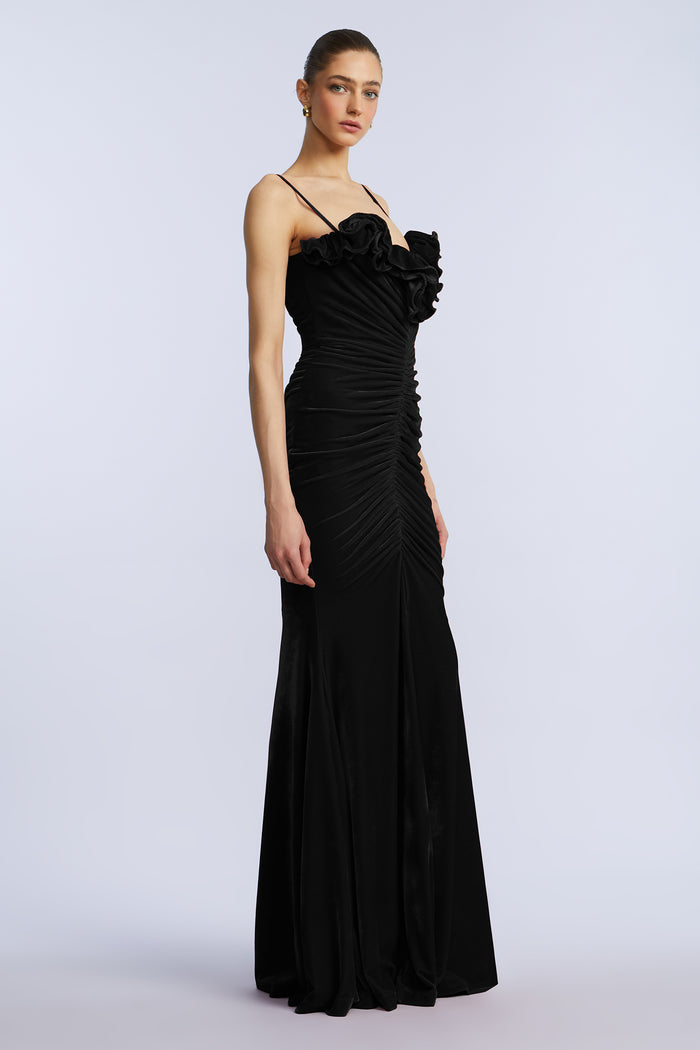 Ruffle Velvet Gown
