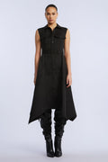 Scarf Hem Taffeta Twill Dress