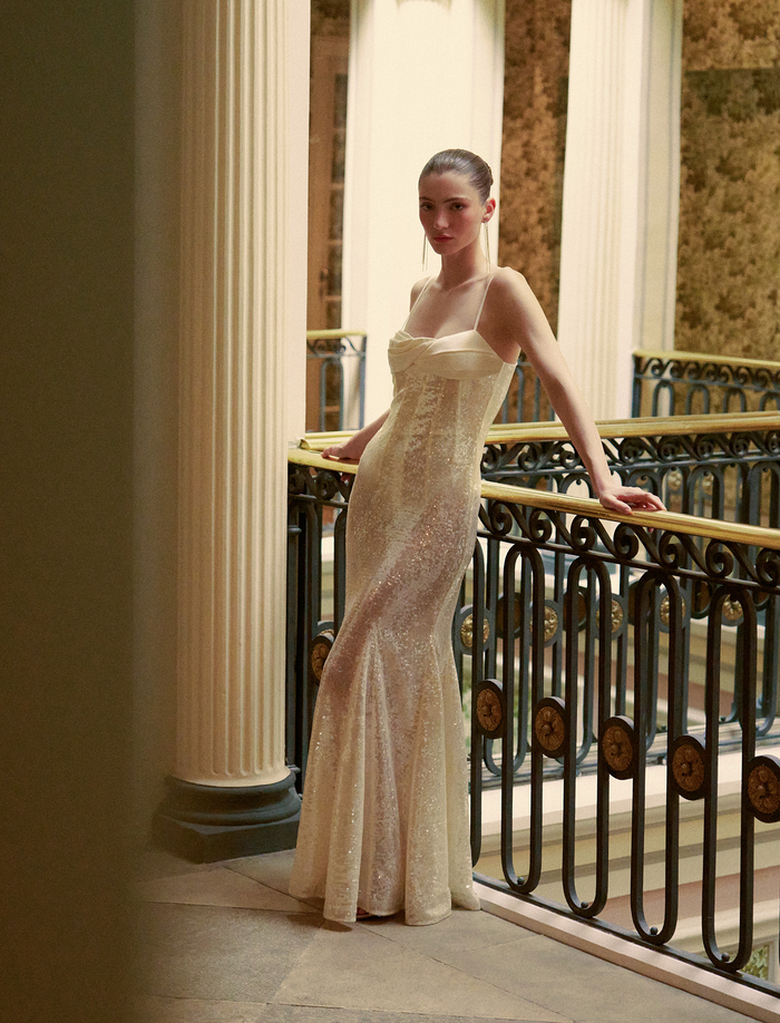 Sequin Lace Gusset Gown