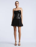 Sequin Lace Peplum Tulle Dress