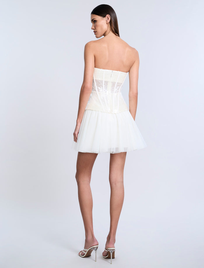 Sequin Lace Peplum Tulle Dress