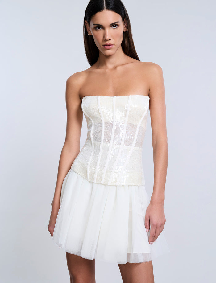 Sequin Lace Peplum Tulle Dress