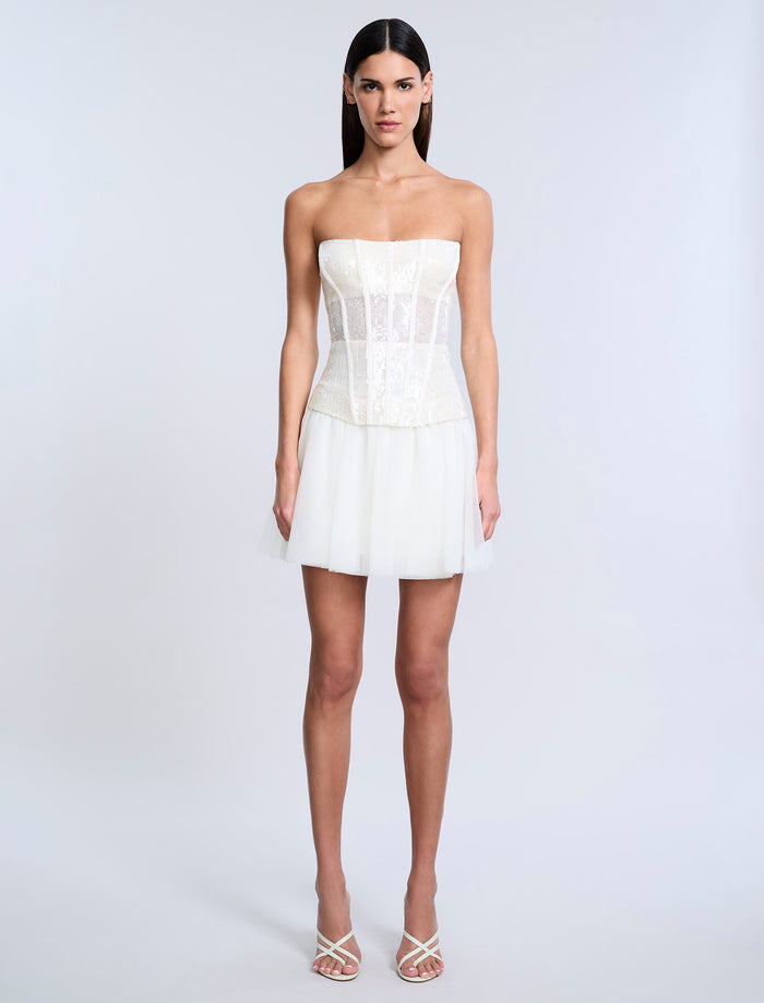 Sequin Lace Peplum Tulle Dress