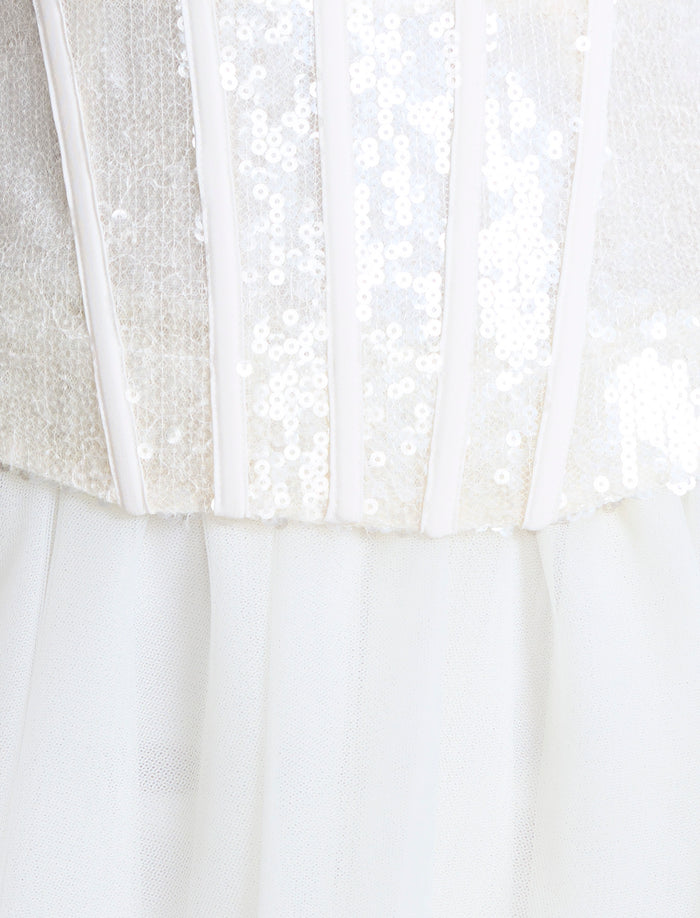 Sequin Lace Peplum Tulle Dress