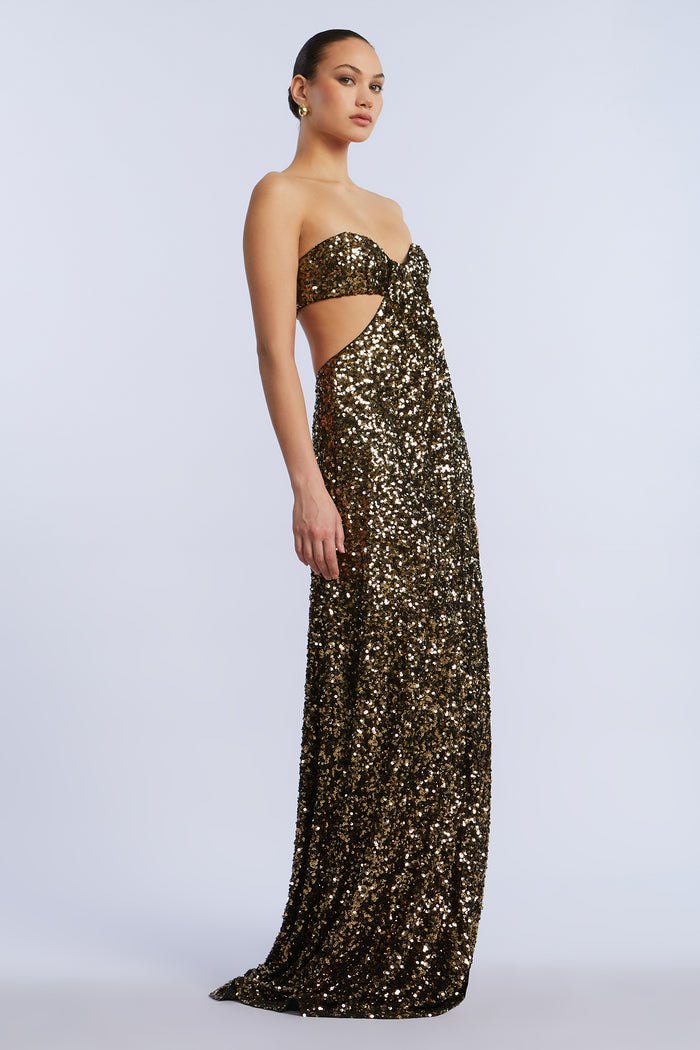 Sequin Strapless Gown