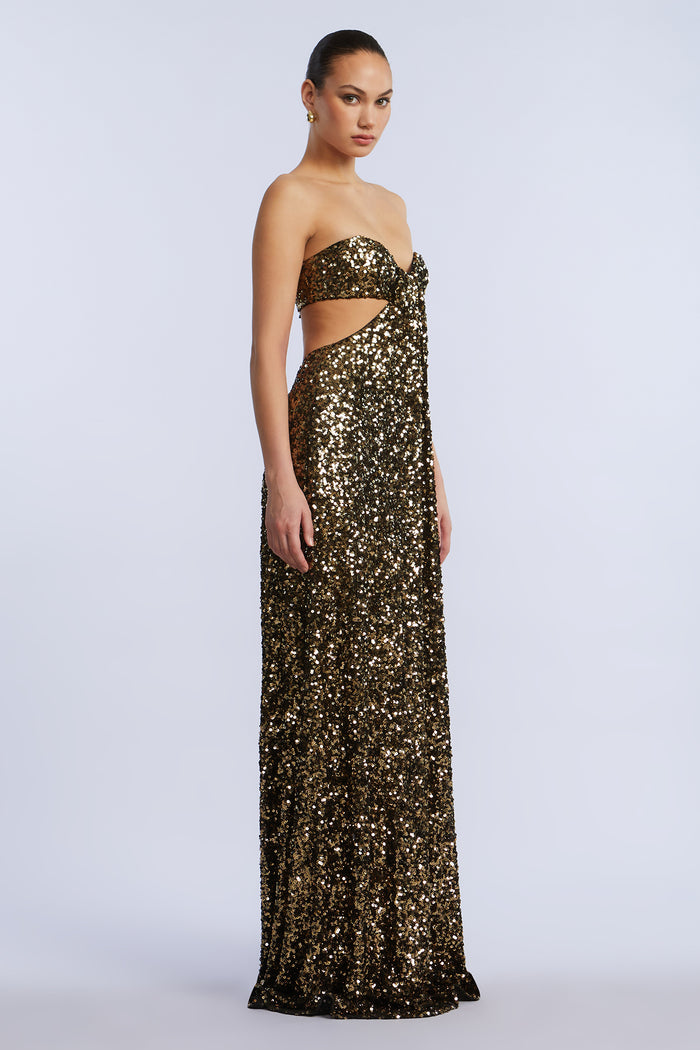 Sequin Strapless Gown