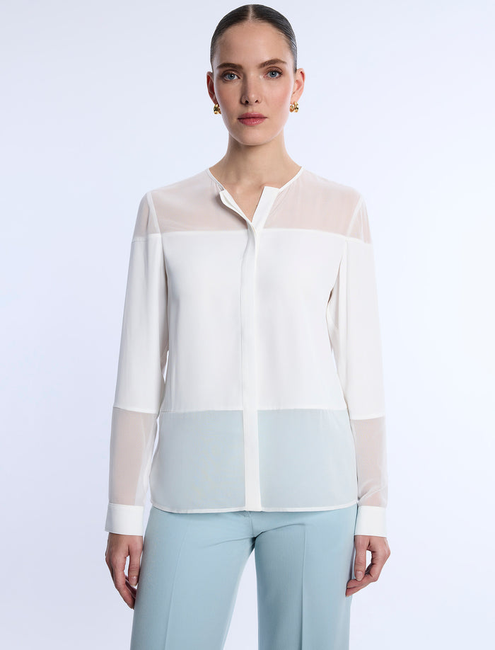 Sheer Panel Blouse