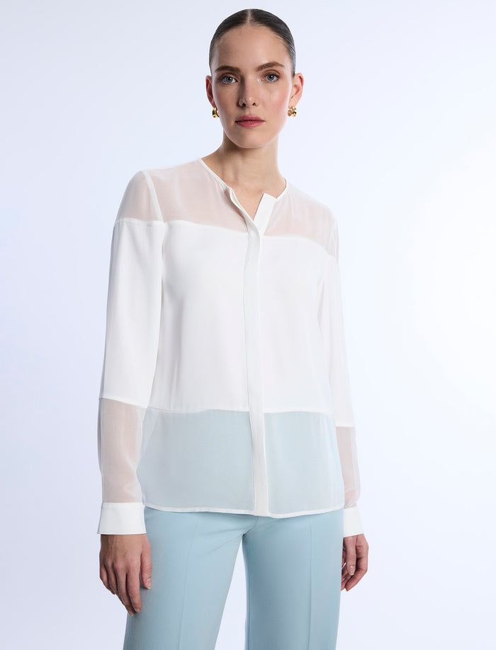 Sheer Panel Blouse
