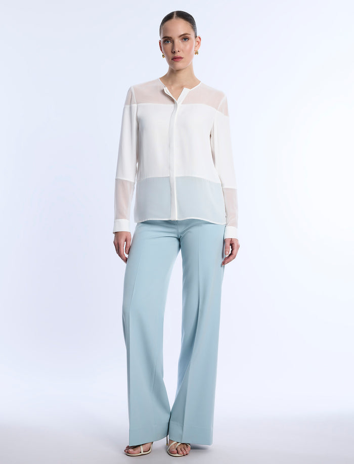 Sheer Panel Blouse