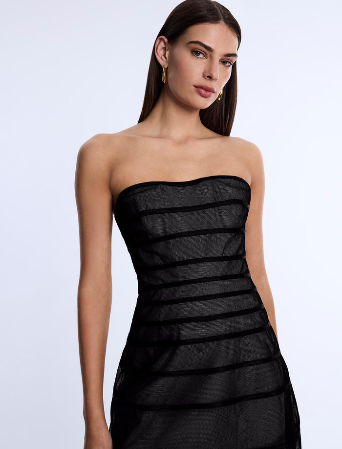 Sheer Volume Strapless Dress