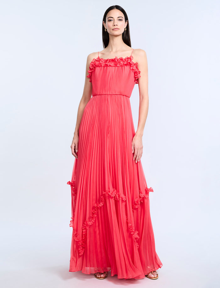 Shirring Ruffle Gown